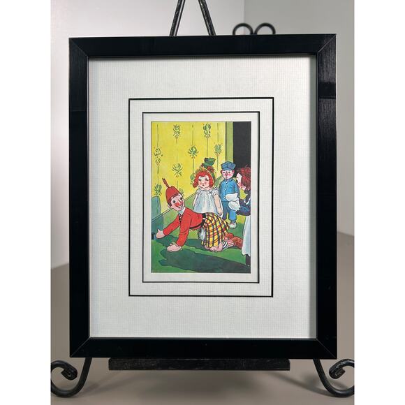 Midcentury graphics Raggedy Ann doll classic book art custom framed lot of 3 - Picture 2 of 5